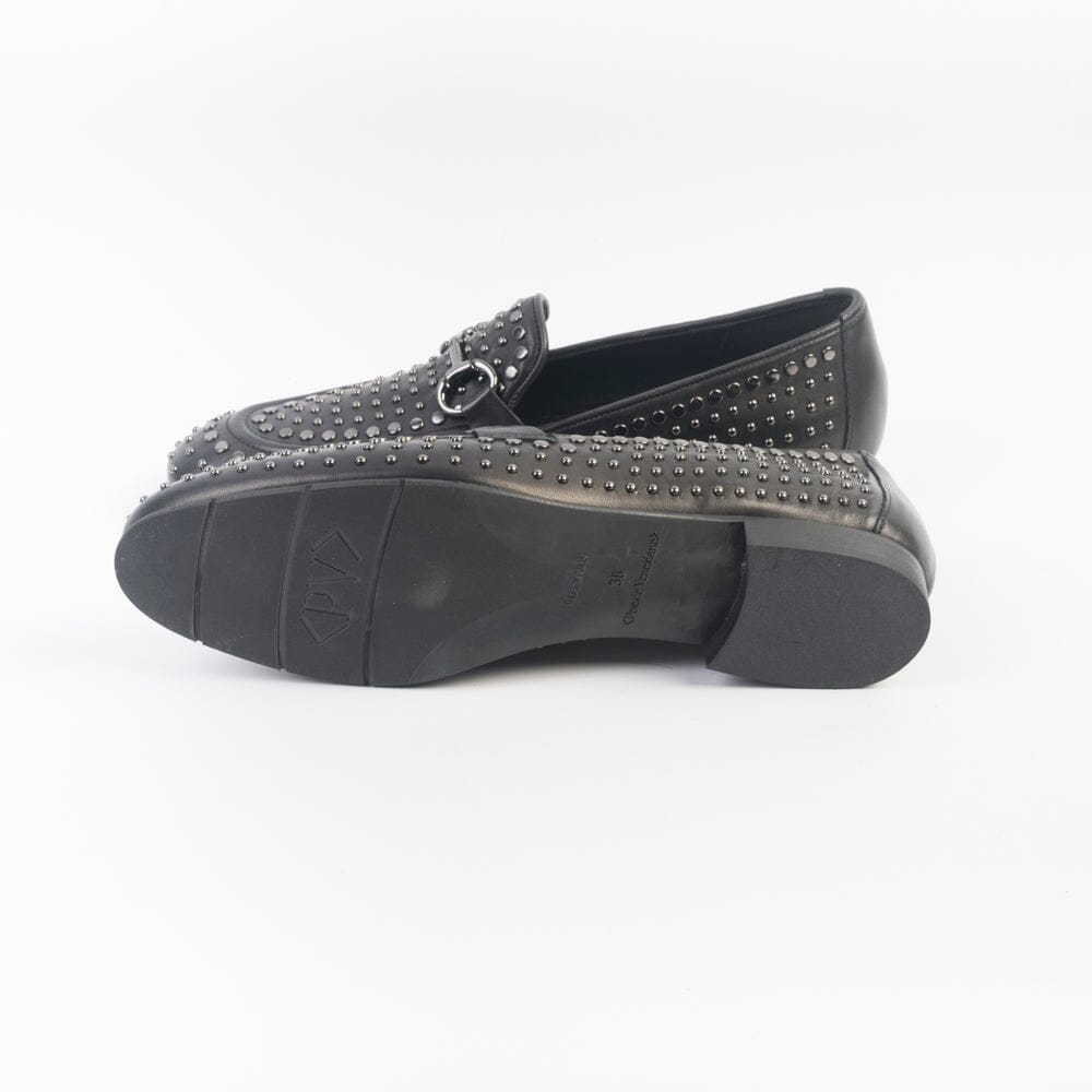 POESIE VENEZIANE - Mocassino - JJA66 - Pelle Nero Borchiette Scarpe Donna POESIE VENEZIANE 