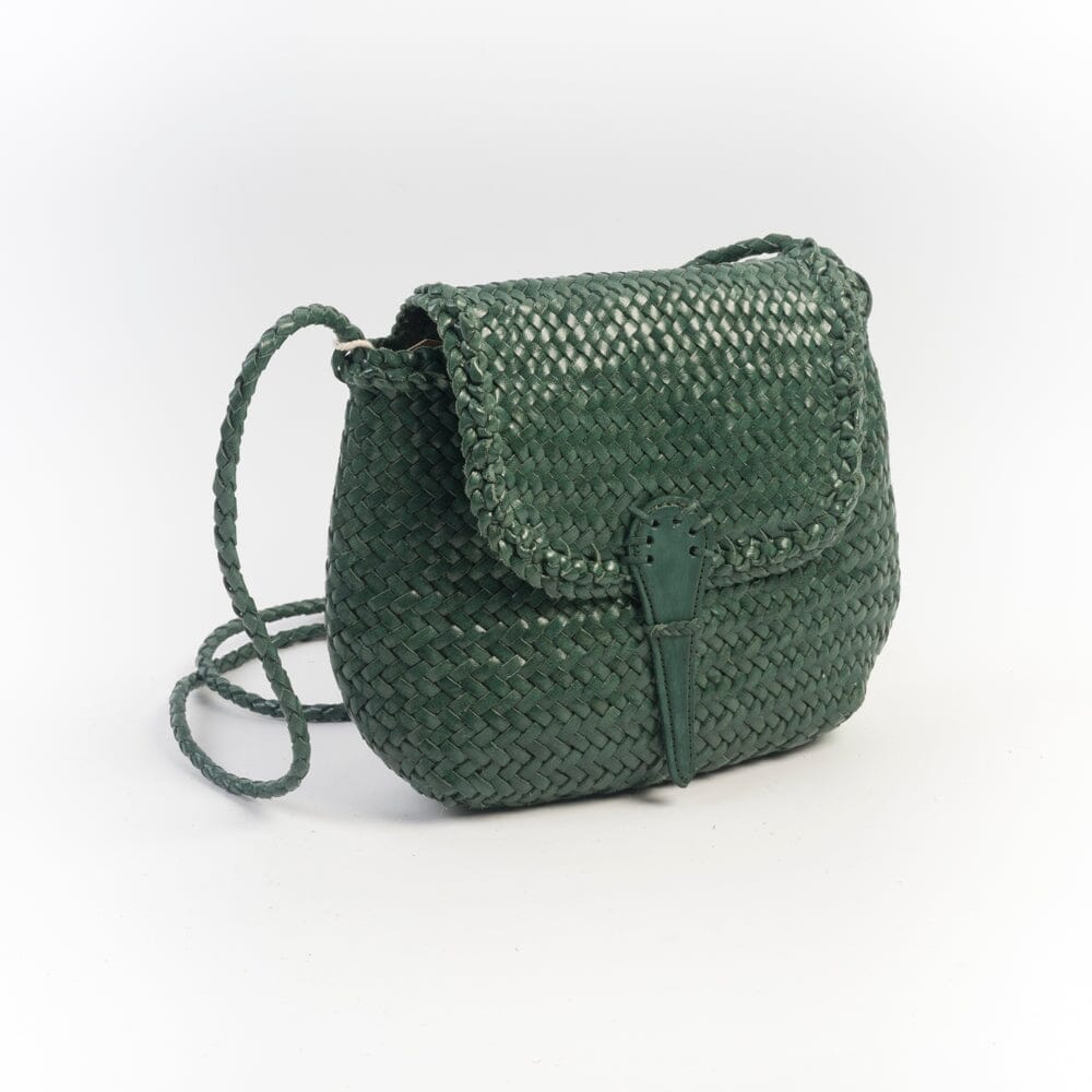 DRAGON - Borsa a tracolla intrecciata - 8934 Verde DRAGON 