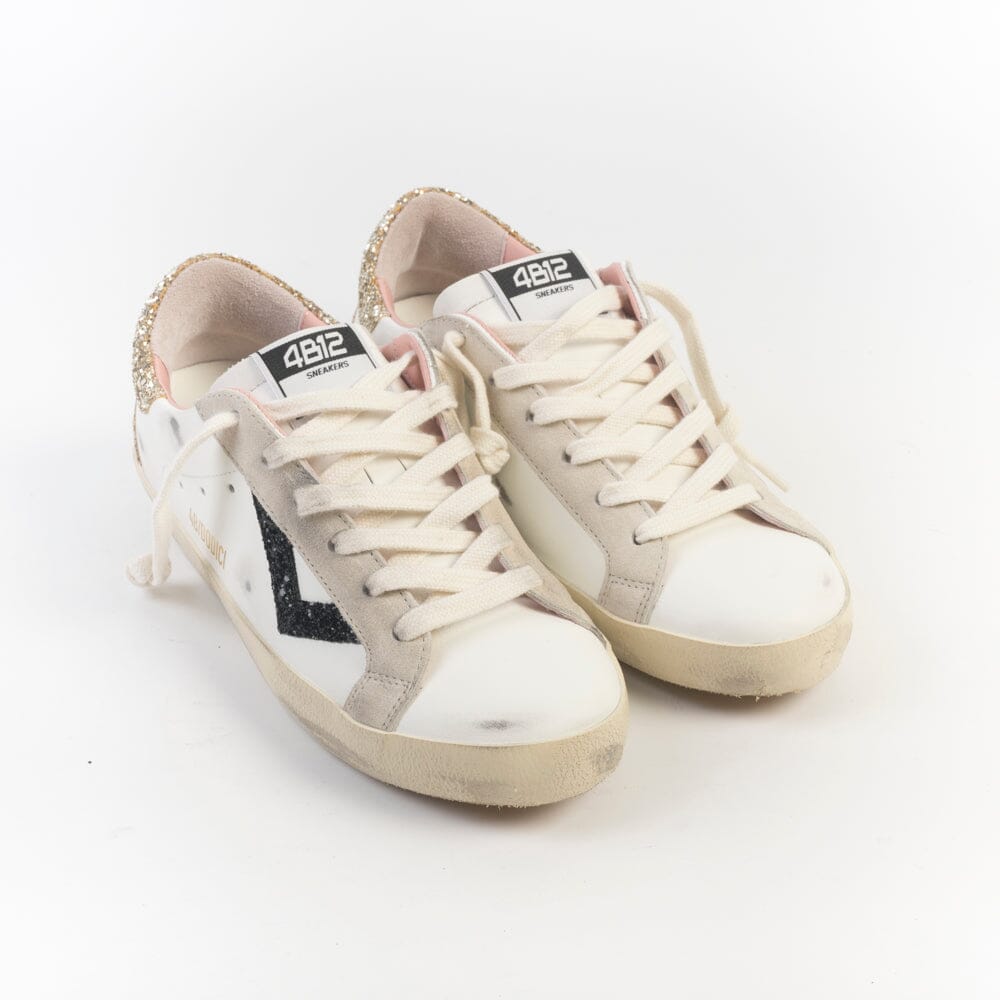 4B12 - Sneakers - Suprime D320 - Glitter Oro Bianco Scarpe Donna 4B12 