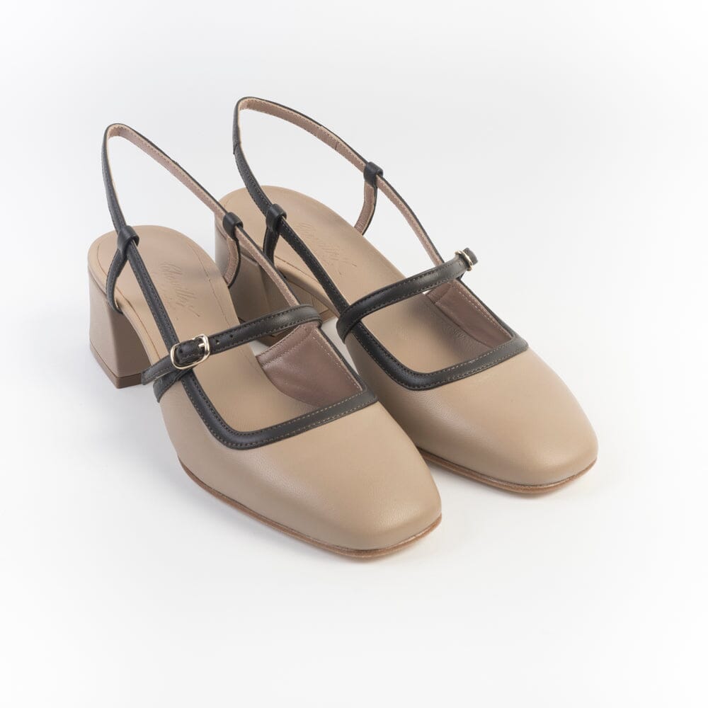 CHEVILLE - Sling Back - OLIMPIA - Beige e Testa di Moro Scarpe Donna CHEVILLE 