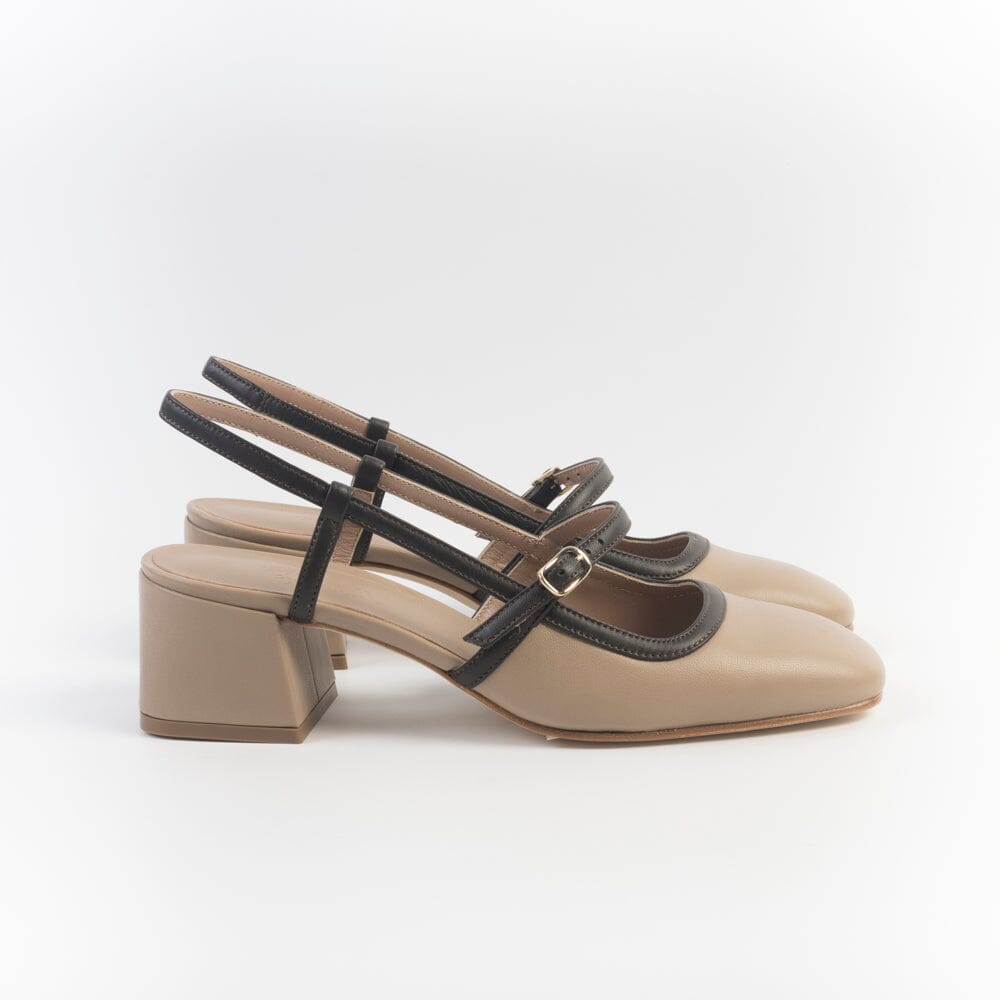 CHEVILLE - Sling Back - OLIMPIA - Beige e Testa di Moro Scarpe Donna CHEVILLE 