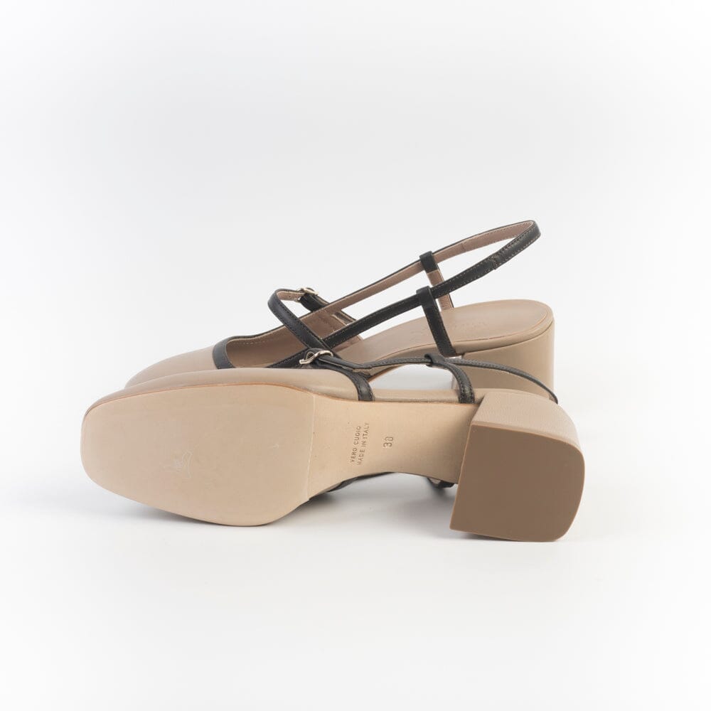 CHEVILLE - Sling Back - OLIMPIA - Beige e Testa di Moro Scarpe Donna CHEVILLE 