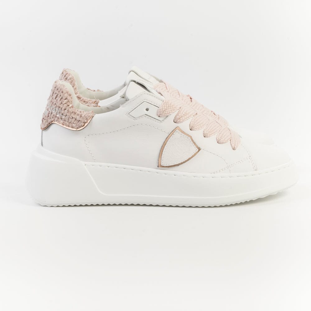 PHILIPPE MODEL - Sneakers BJLD VCH1 - Tres Temple - Bianco Chenille Rosa Scarpe Donna Philippe Model Paris 